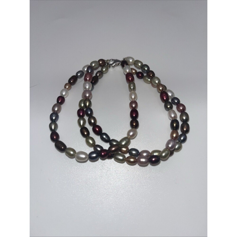 FRESHWATER Multicolored PEARL BRACELET - 925 SILVER CLASP 3.5”